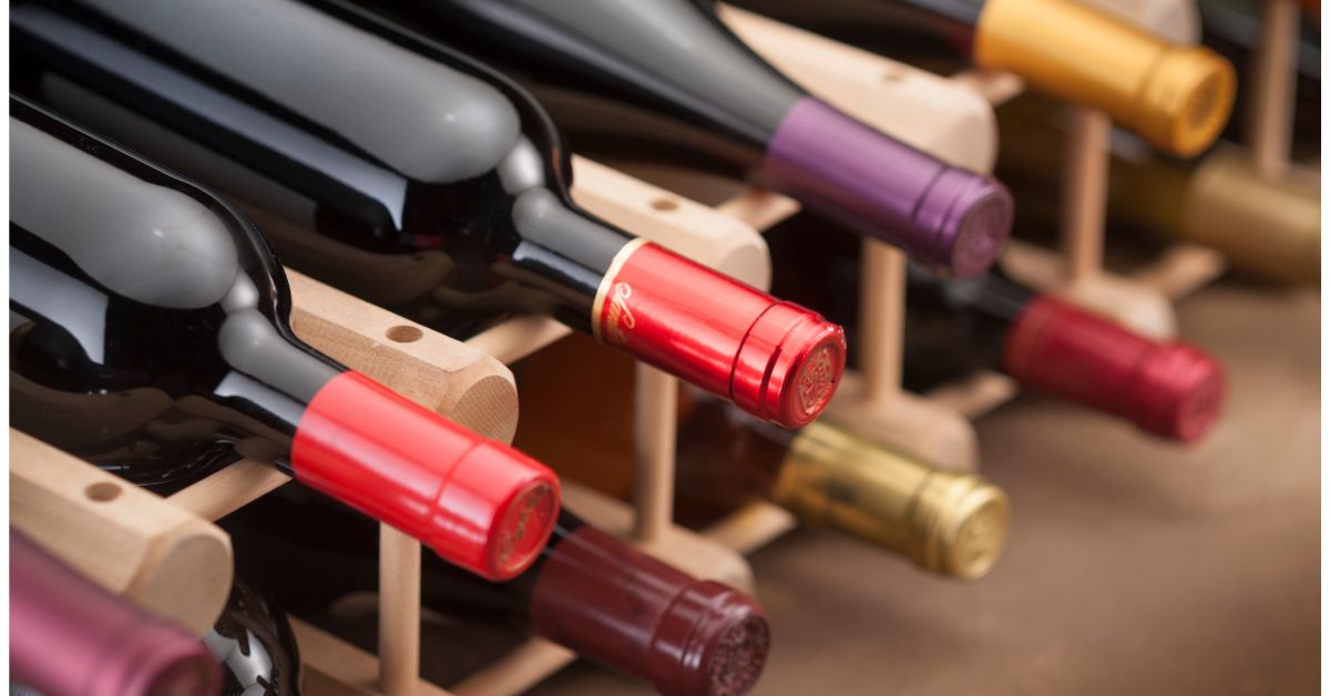 Various Red Wines in Rack
